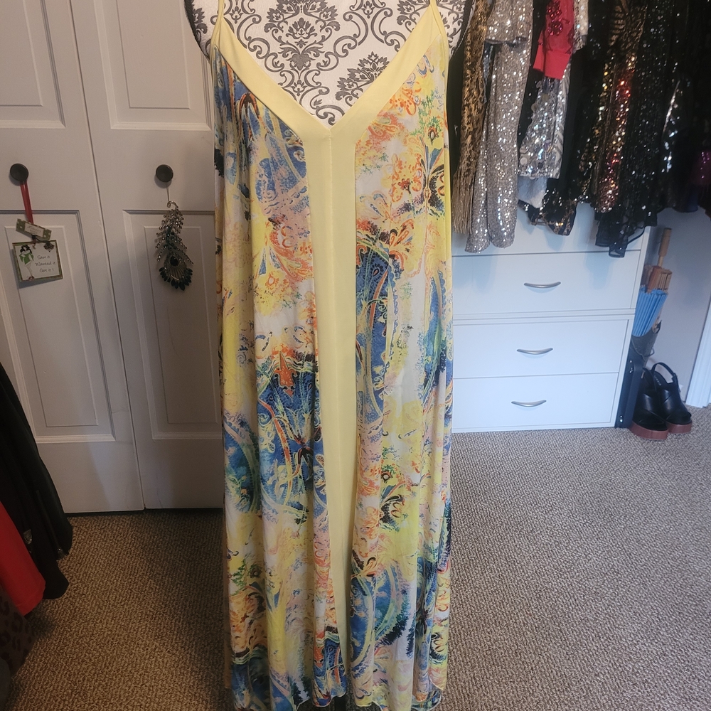 Shoreline Yellow and Blue Floral Maxi Dress